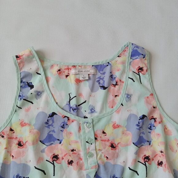 Adam Levine Colorful Pastel Flowers Lightweight Sleeveless Blouse Women's Large - Picture 6 of 12